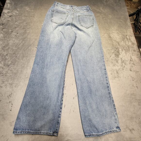 Arizona Jeans Womens 7 Blue Distressed High Rise Wide Leg Ripped Denim Pants - Picture 9 of 10